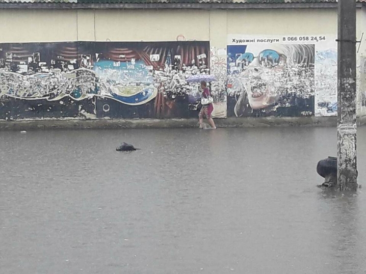 Зупинка на вулиці Садовій плаває у воді