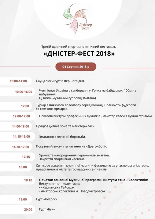 У серпні на Буковині пройде «Дністер-фест 2018»