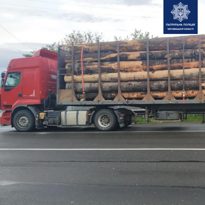 На Буковині патрульні зупинили вантажівку, яка перевозила деревину без документів