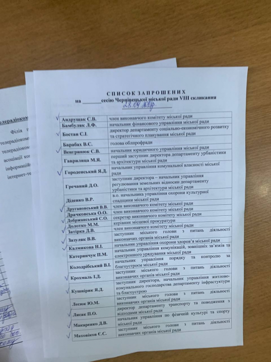 Сесійна зала Чернівецької міськради переповнена чиновниками та членами політсили Клічука