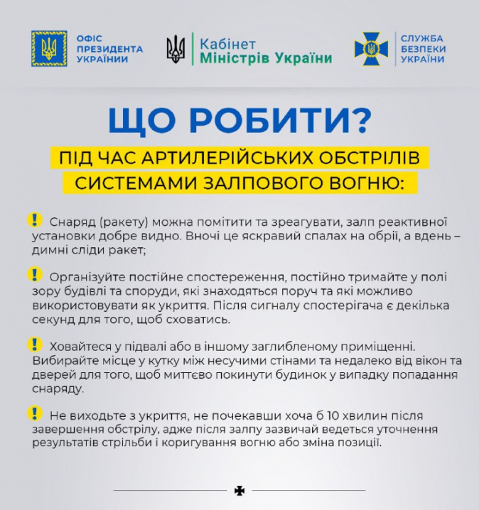 Що робити під час обстрілів? Інструкції від СБУ 