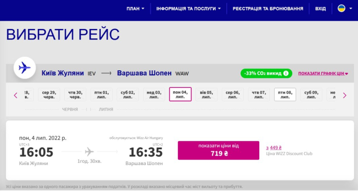 Авіакомпанія "WizzAir" почала продавати квитки з України