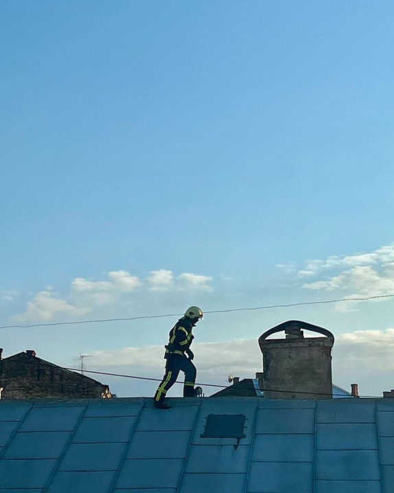 Рятувальна операція: у Чернівцях рятувальники визволяли з даху котика