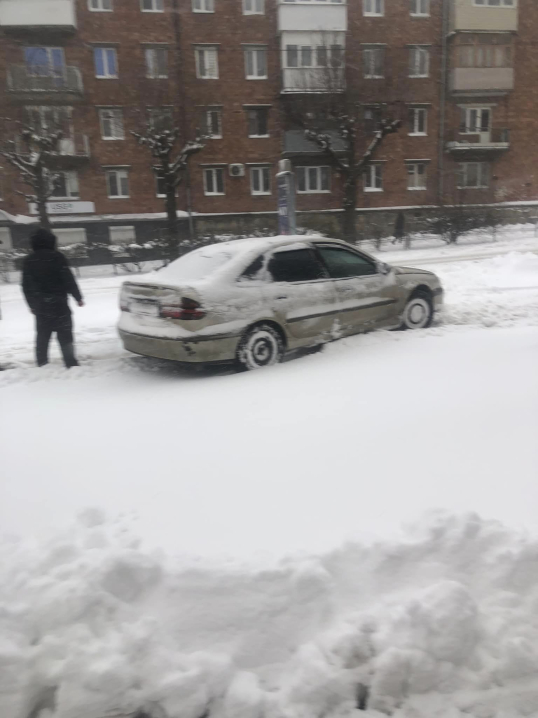 У Чернівцях через негоду паралізований рух транспорту на проспекті Незалежності У Чернівцях через негоду паралізований рух транспорту на проспекті Незалежності