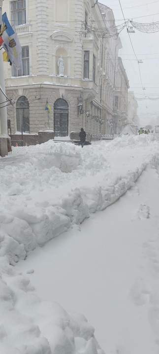 Чернівецькі Альпи: вулицю Кобилянської замело снігом (фото)