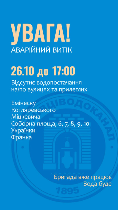 Кілька вулиць у Чернівцях до вечора будуть без води: перелік 