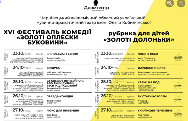 У Чернівцях сьогодні розпочнеться фестиваль "Золоті оплески Буковини"