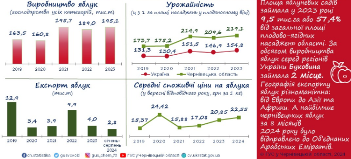 Яблуневі сади у Чернівецькій області займають площу майже 10 тисяч гектарів