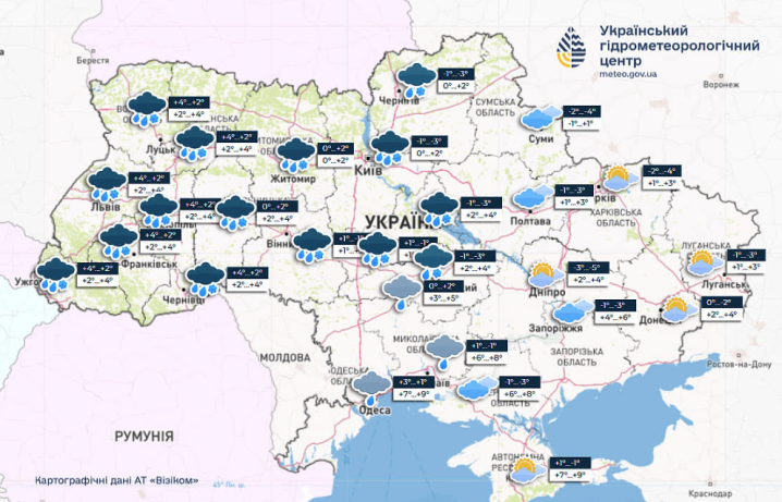 У Чернівцях і на заході України найближчими днями очікується мокрий сніг