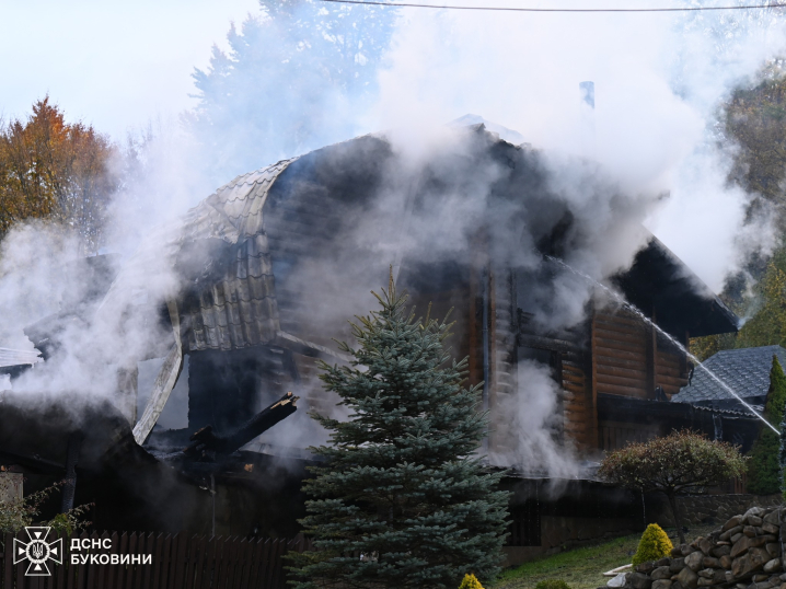 Пожежа на базі відпочинку в селі Мигове: будинок спалахнув вночі Пожежа на базі відпочинку в селі Мигове: будинок спалахнув вночі