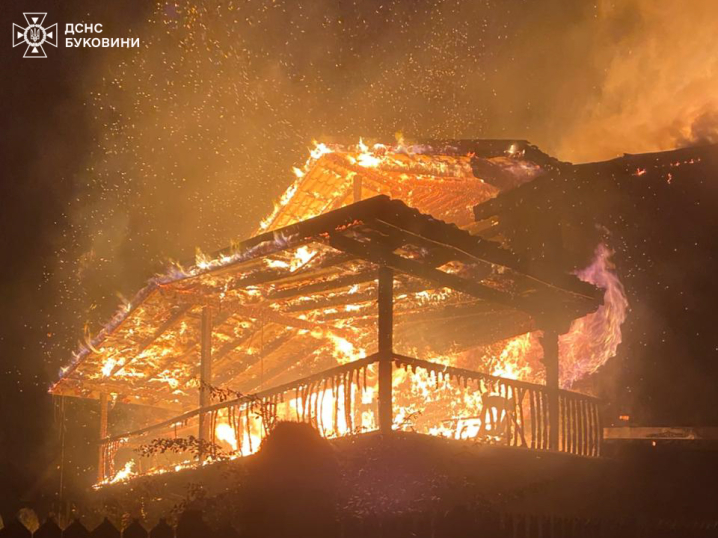 Пожежа на базі відпочинку в селі Мигове: будинок спалахнув вночі Пожежа на базі відпочинку в селі Мигове: будинок спалахнув вночі
