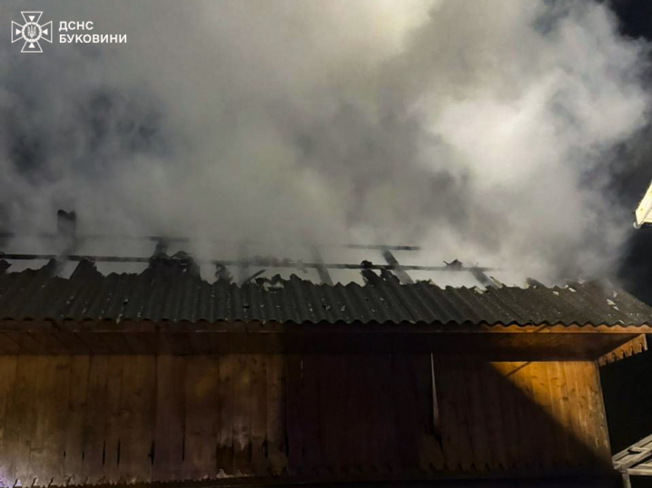 На Буковині полум'я пошкодило дах господарської будівлі На Буковині полум'я пошкодило дах господарської будівлі