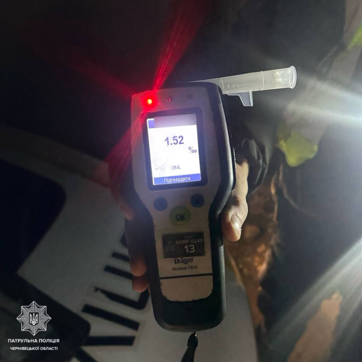 У Чернівцях водій перевищив допустиму норму алкоголю у понад 7 разів У Чернівцях водій перевищив допустиму норму алкоголю у понад 7 разів
