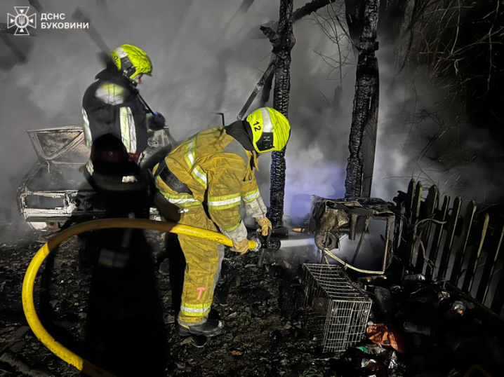 На Буковині вщент згорів гараж з автомобілем