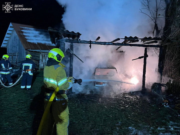 На Буковині вщент згорів гараж з автомобілем