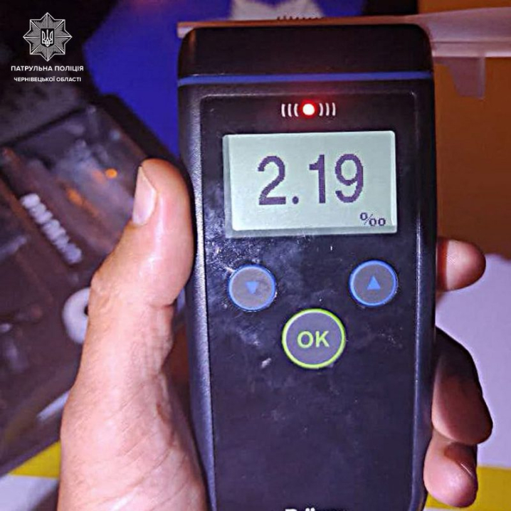 На Буковині п’яний водій скоїв ДТП. Драгер показав 2,19 проміле