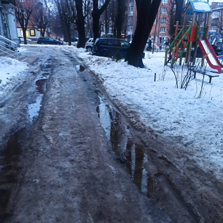 Чернівчани скаржаться на неприбрану снігову кашу на проспекті Незалежності