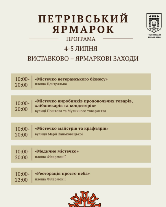 У Чернівцях розпочався Петрівський ярмарок: програма заходів на 4 липня