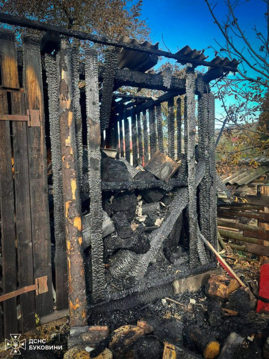 На Буковині у селі Довгопілля горів піднавіс з дровами 