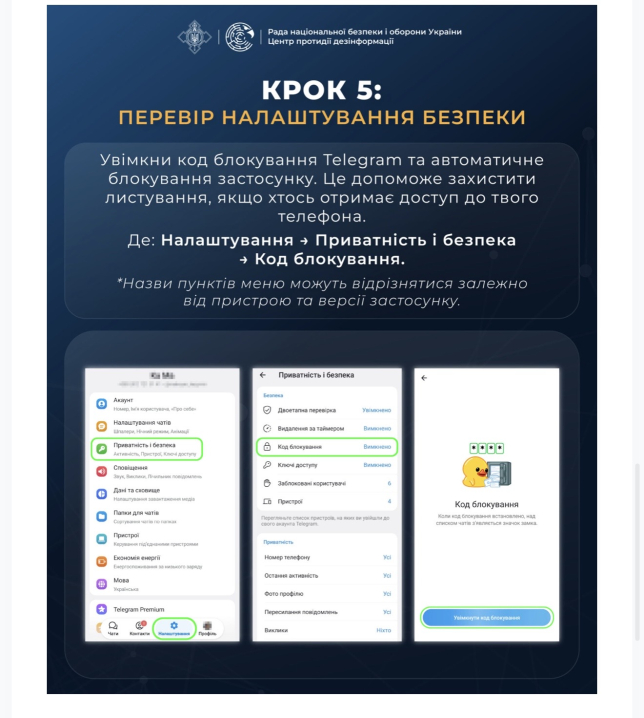 Буковинцям нагадали про 5 кроків для безпеки в Telegram Буковинцям нагадали про 5 кроків для безпеки в Telegram