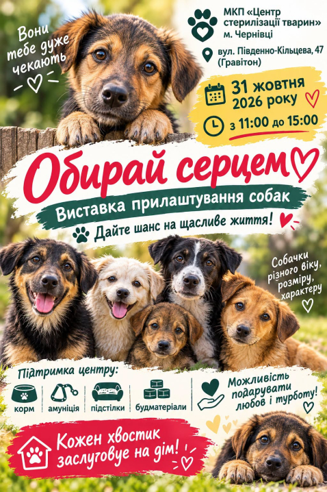 У Чернівцях завтра відбудеться виставка-прилаштування собак «Обирай серцем»